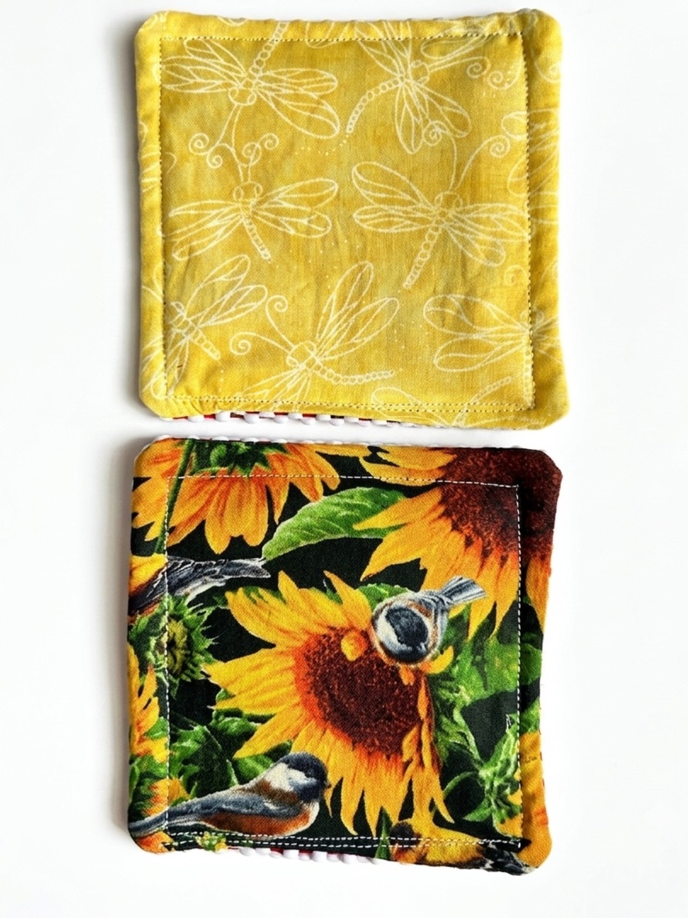 Hand Crafted Non Slip Jar Grippers Colorful Dragonfly & Sunflower Opens Hard Lid